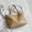 Straw Weave Leather Strap Tote Bag - Korvel