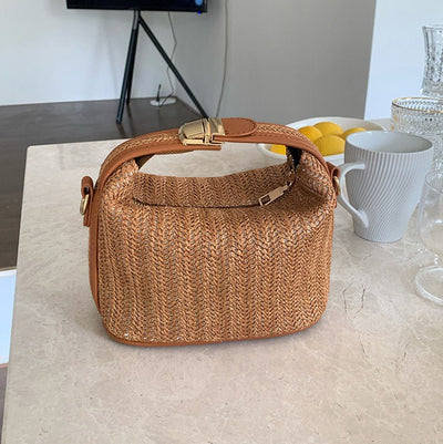 Elegant Straw Woven Small Shoulder Bag for Women