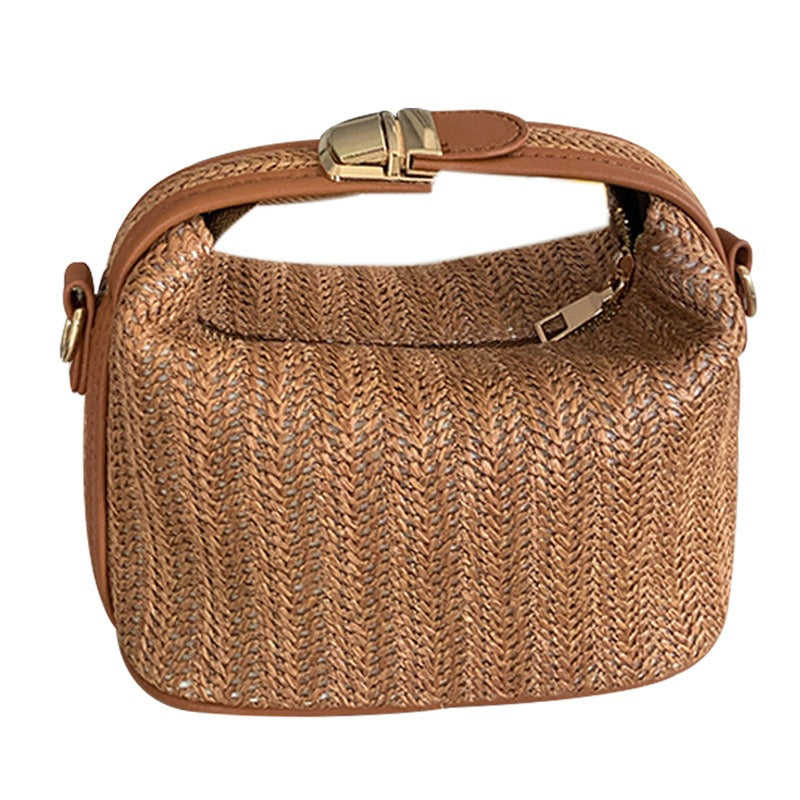 Sac à bandoulière en paille tissée élégant pour femmes