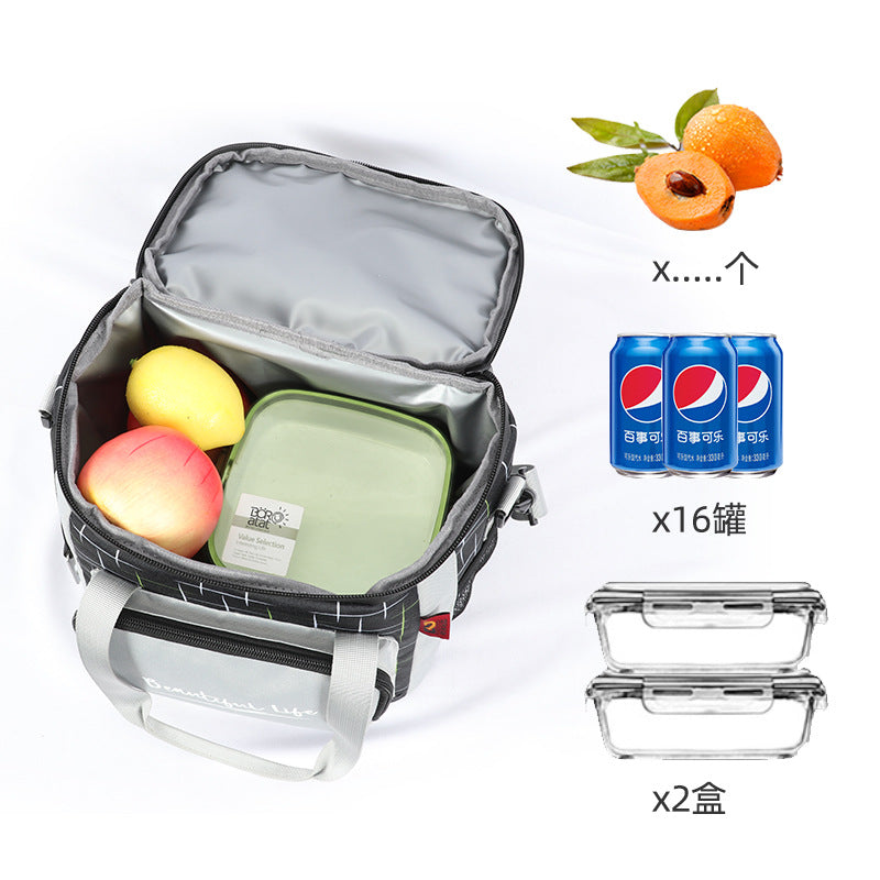 Street style cool lunch bag insulation fresh-keeping bag leak-proof ice pack double-layer insulation lunch bag - Korvel