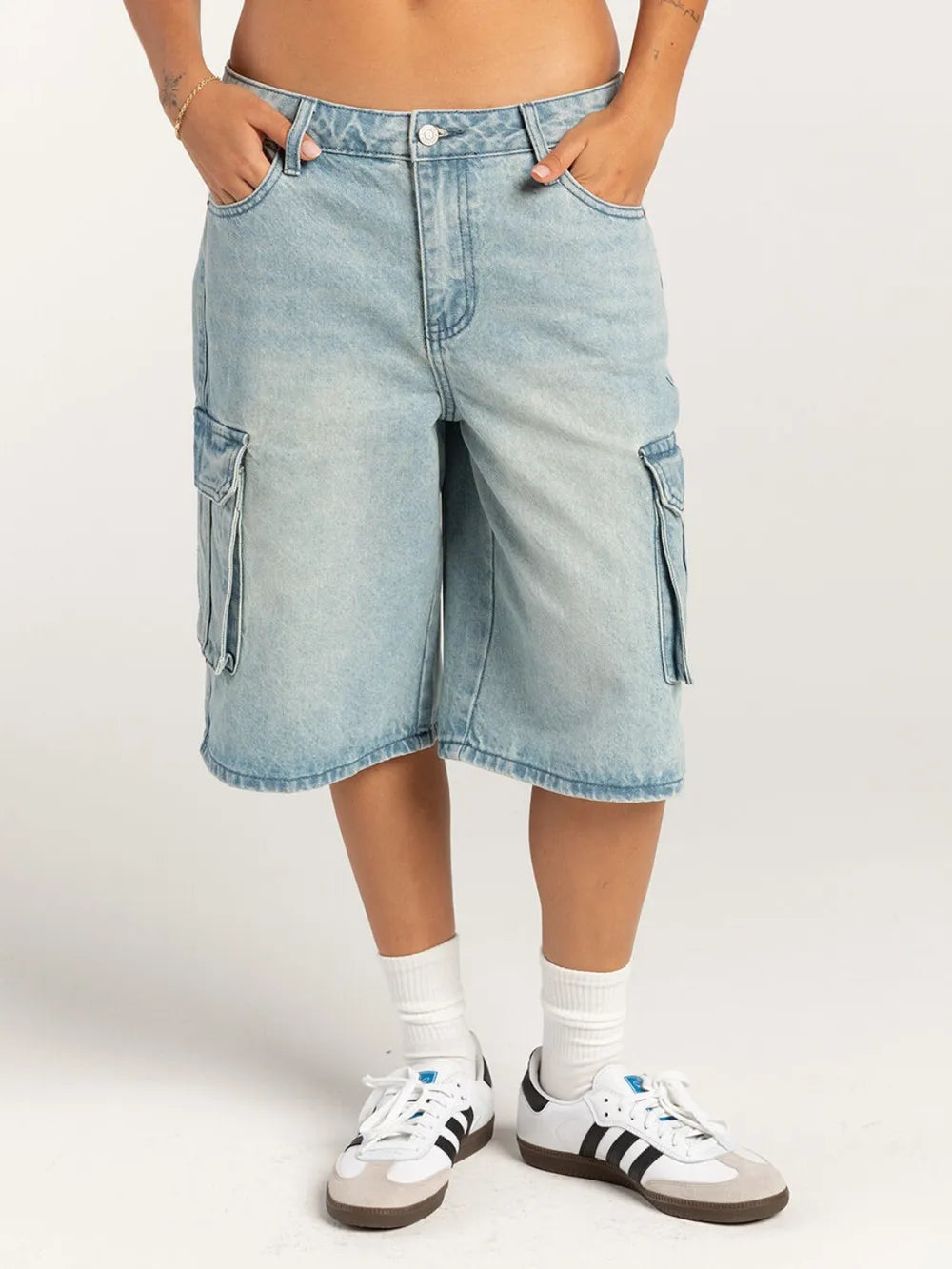 Street trendsetters ordinary washed workwear women's denim straight leg pants - Korvel