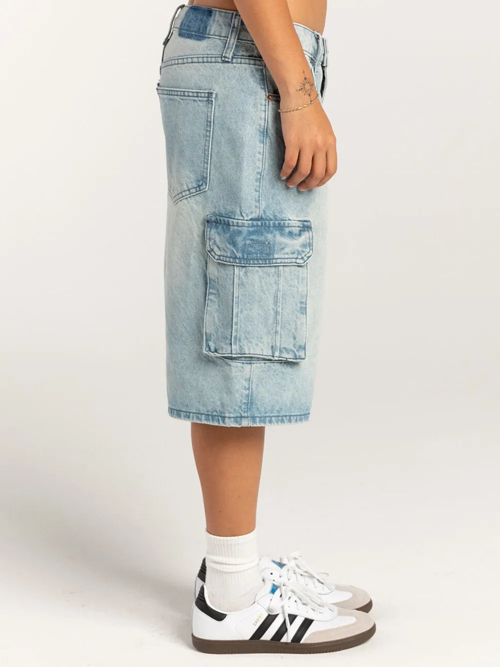 Street trendsetters ordinary washed workwear women's denim straight leg pants - Korvel