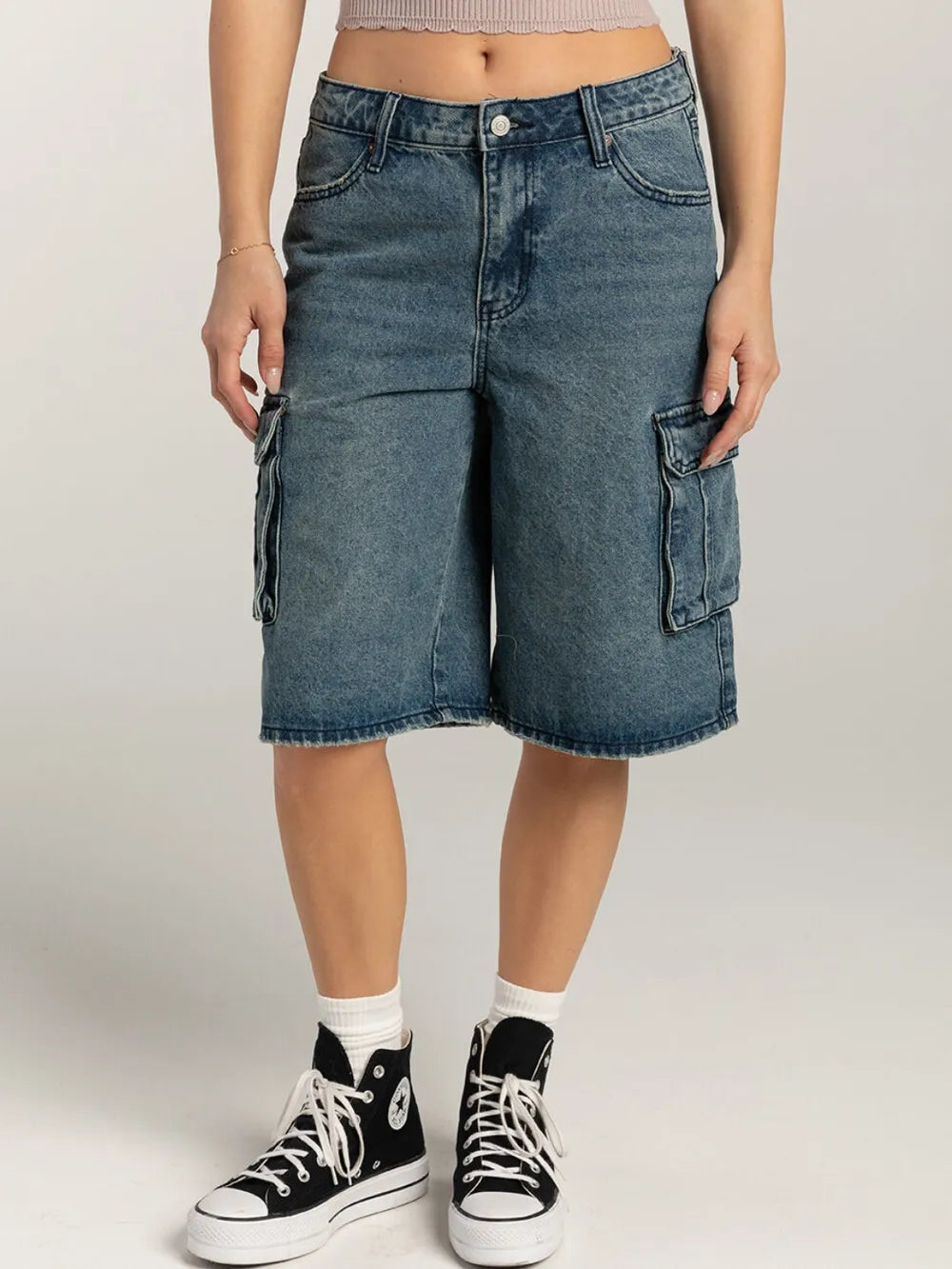 Street trendsetters ordinary washed workwear women's denim straight leg pants - Korvel