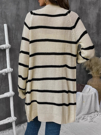 Cardigan à manches longues rayé avec boutons