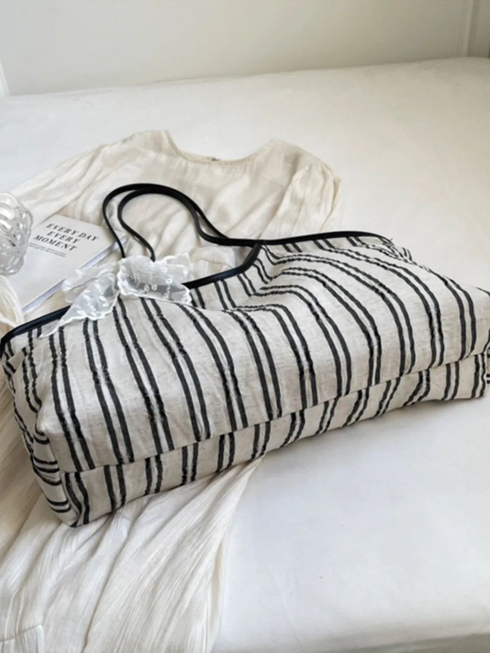 Striped Canvas Tote Bag - Korvel