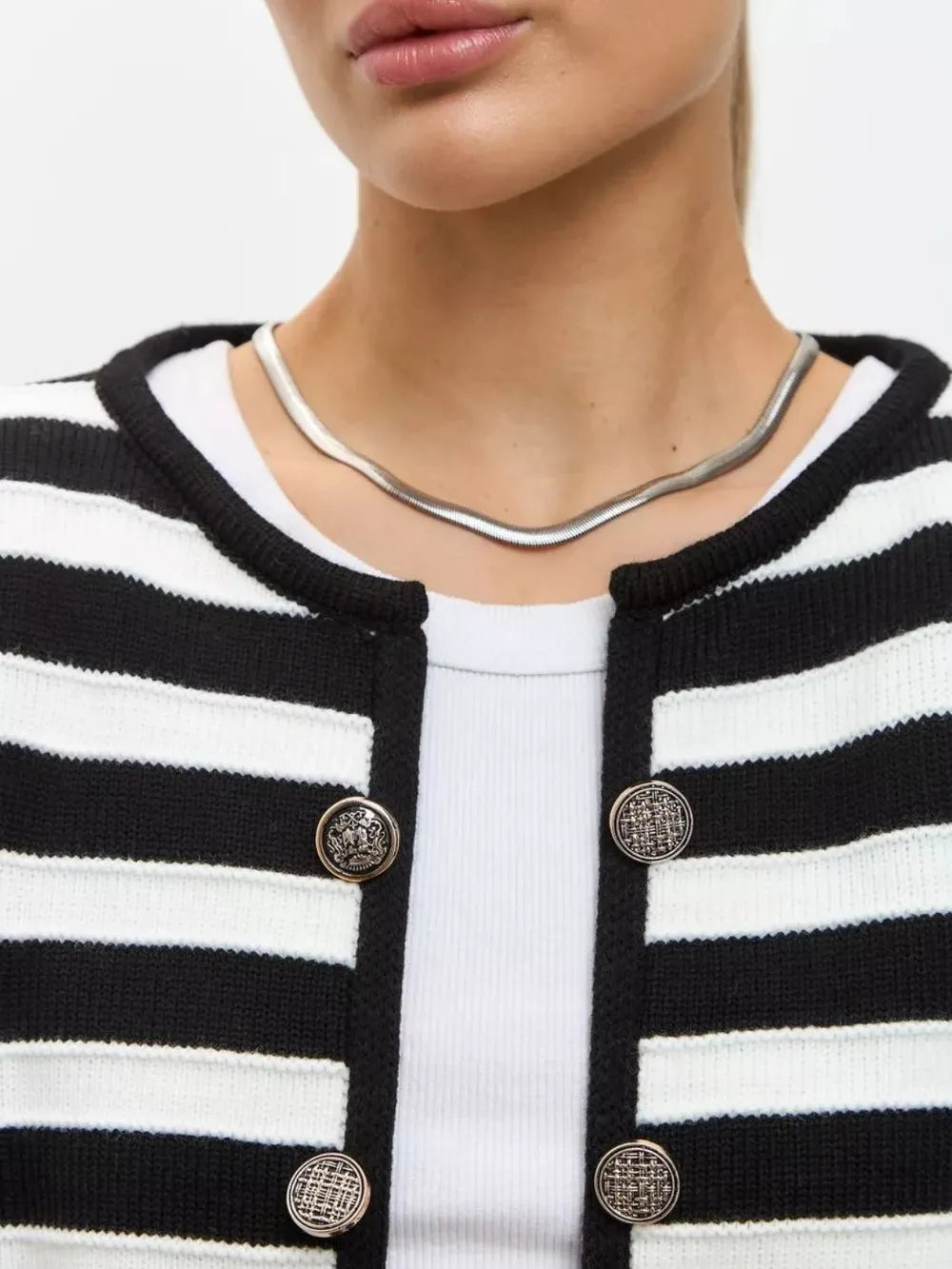 Striped Dropped Shoulder Long Sleeve Cardigan - Korvel