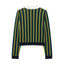 Striped lapel long sleeved casual knit sweater - Korvel