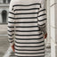 Striped Mock Neck Long Sleeve Mini Dress - Korvel