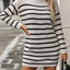 Striped Mock Neck Long Sleeve Mini Dress - Korvel