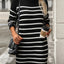Striped Mock Neck Long Sleeve Mini Dress - Korvel