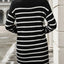 Striped Mock Neck Long Sleeve Mini Dress - Korvel