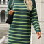 Striped Mock Neck Long Sleeve Mini Dress - Korvel