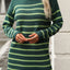 Striped Mock Neck Long Sleeve Mini Dress - Korvel