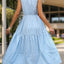 Striped Notched Sleeveless Midi Dress - Korvel