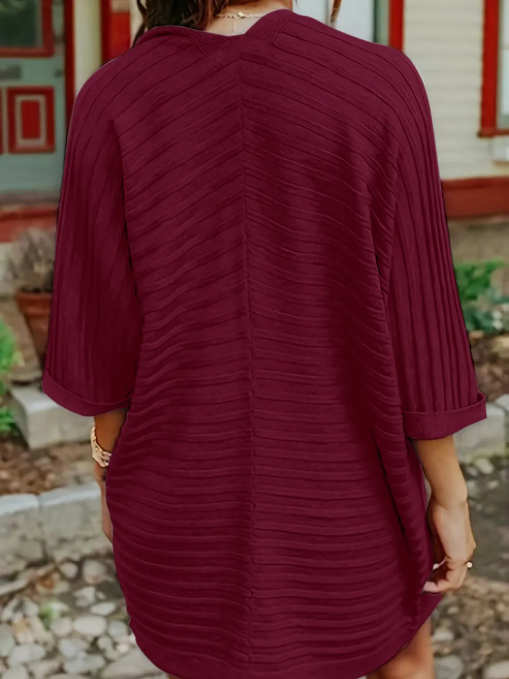 Striped Open Front Knit Cardigan - Korvel