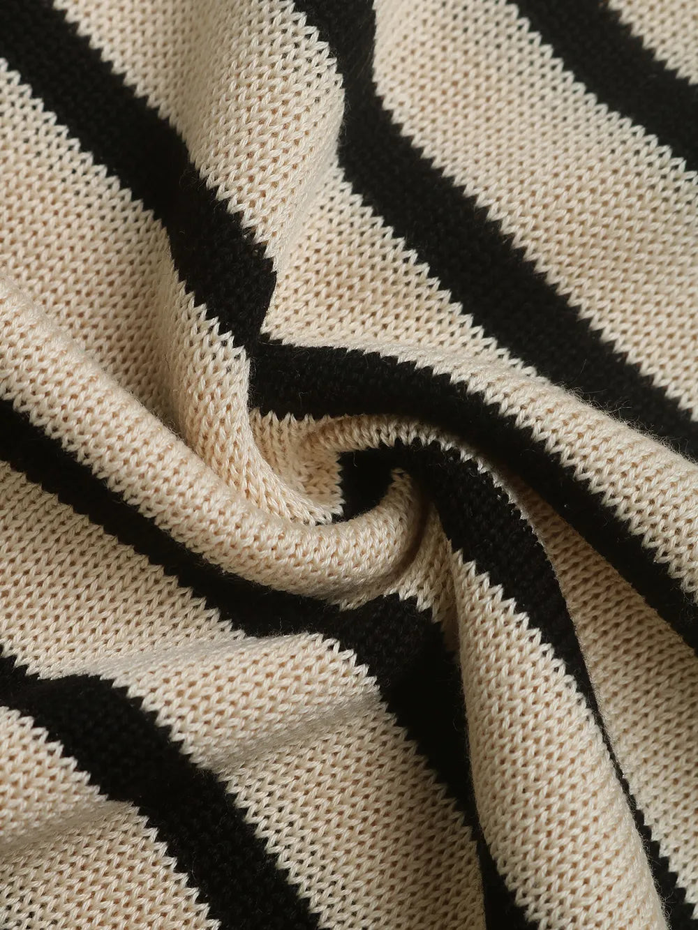 Striped Round Neck Long Sleeve Knit Top - Korvel