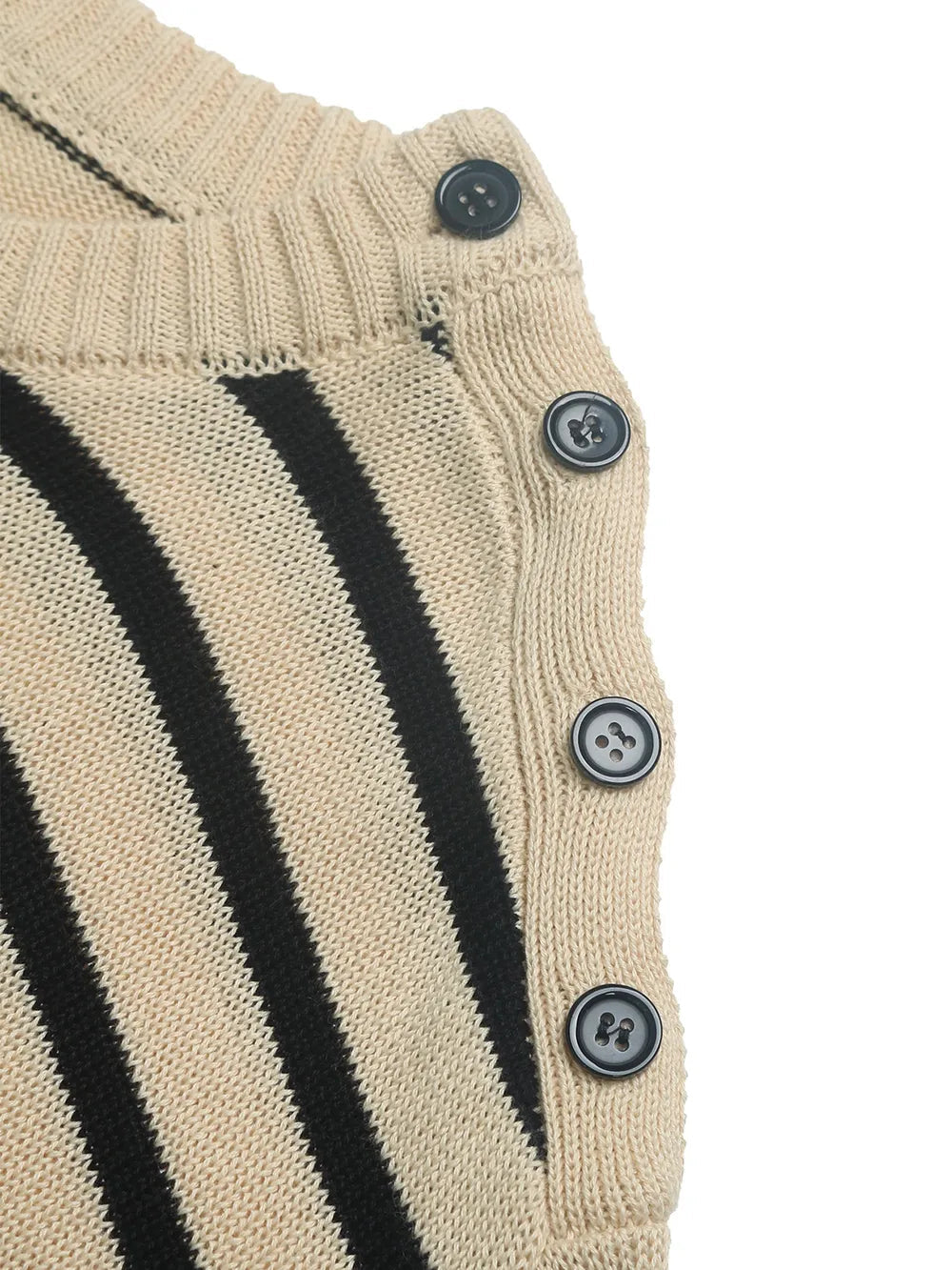 Striped Round Neck Long Sleeve Knit Top - Korvel