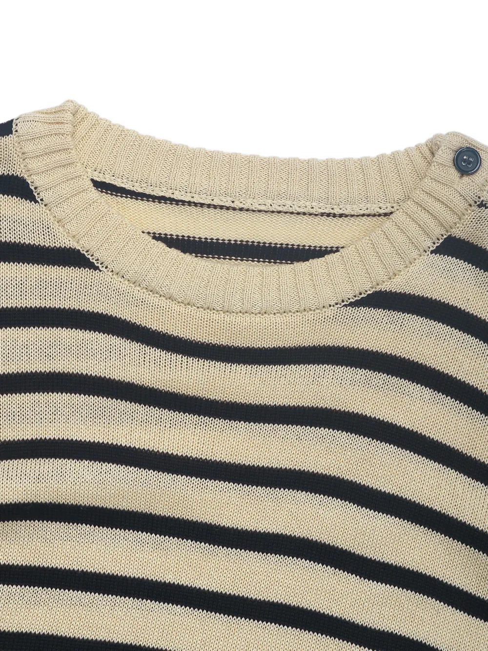 Striped Round Neck Long Sleeve Knit Top - Korvel