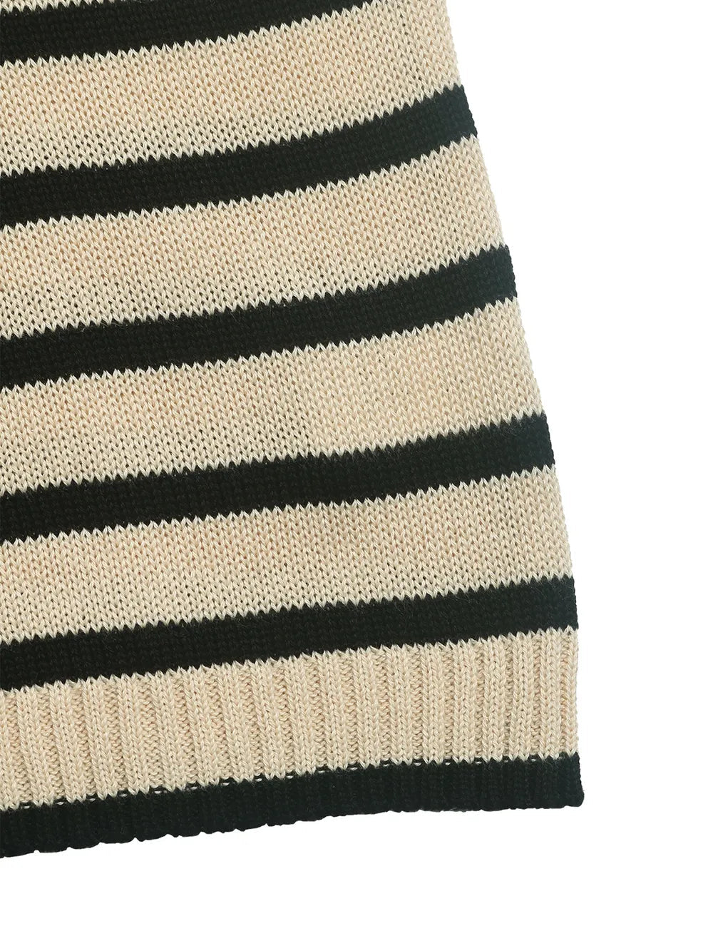Striped Round Neck Long Sleeve Knit Top - Korvel