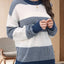 Striped Round Neck Long Sleeve Sweater - Korvel