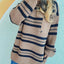 Striped Round Neck Long Sleeve Sweater - Korvel