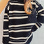 Striped Round Neck Long Sleeve Sweater - Korvel