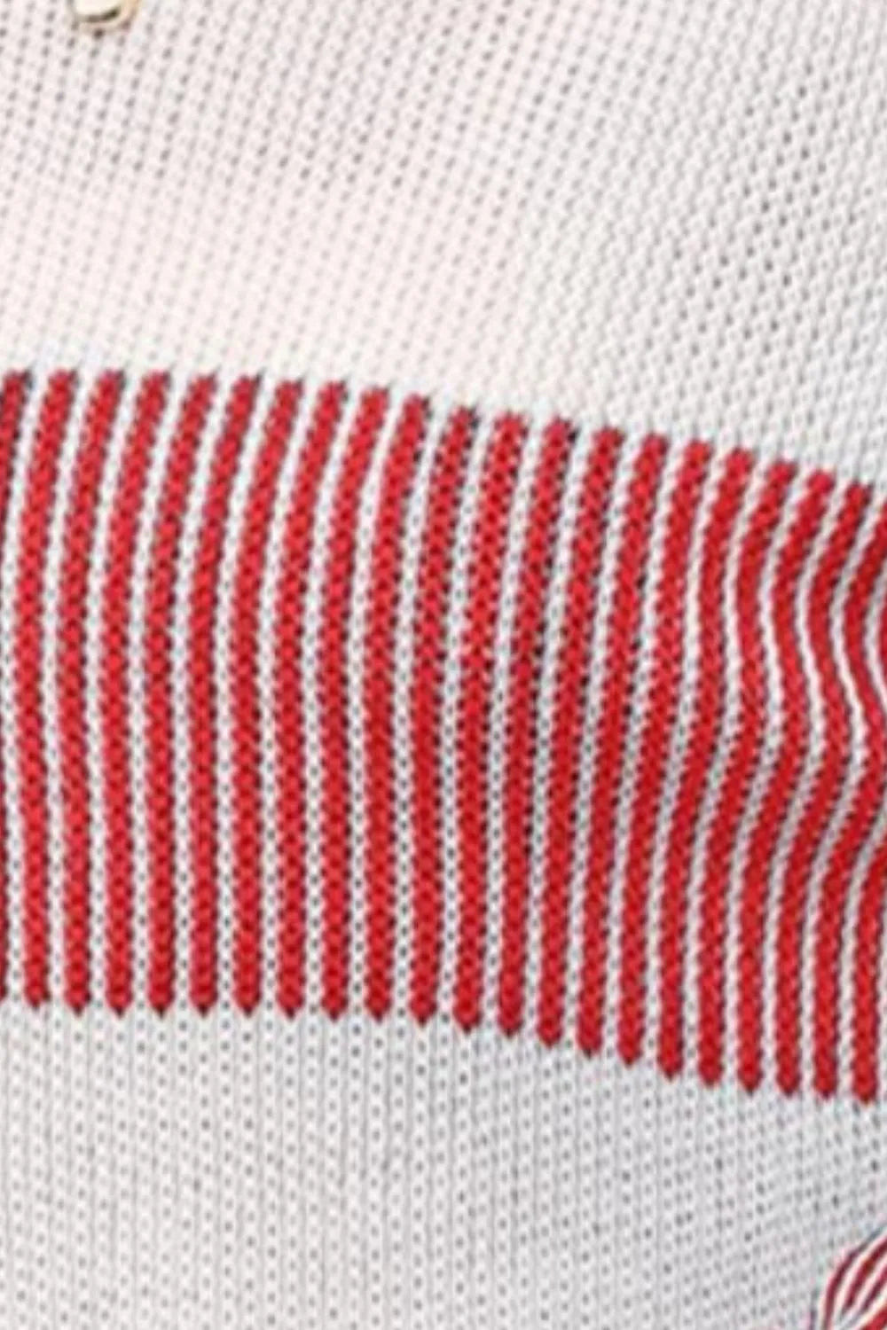 Striped Round Neck Long Sleeve Sweater - Korvel