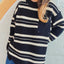 Striped Round Neck Long Sleeve Sweater - Korvel
