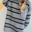 Striped Round Neck Long Sleeve Sweater - Korvel