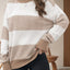 Striped Round Neck Long Sleeve Sweater - Korvel