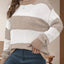 Striped Round Neck Long Sleeve Sweater - Korvel