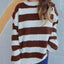 Striped Round Neck Long Sleeve Sweater - Korvel