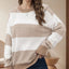 Striped Round Neck Long Sleeve Sweater - Korvel