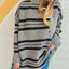 Striped Round Neck Long Sleeve Sweater - Korvel