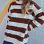 Striped Round Neck Long Sleeve Sweater - Korvel