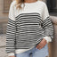 Striped Round Neck Long Sleeve Sweater - Korvel