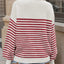 Striped Round Neck Long Sleeve Sweater - Korvel