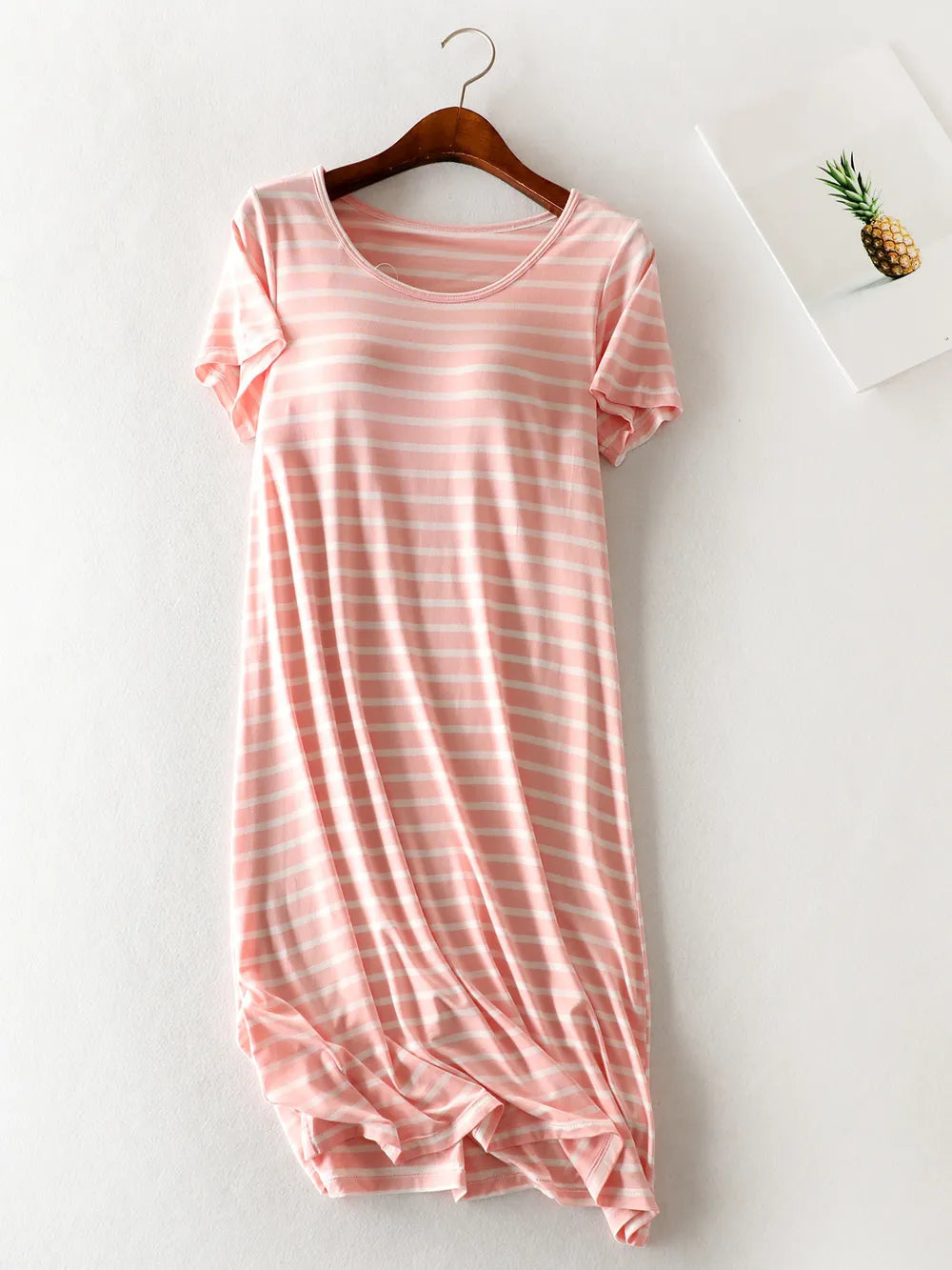 Striped Round Neck Short Sleeve Dress - Korvel