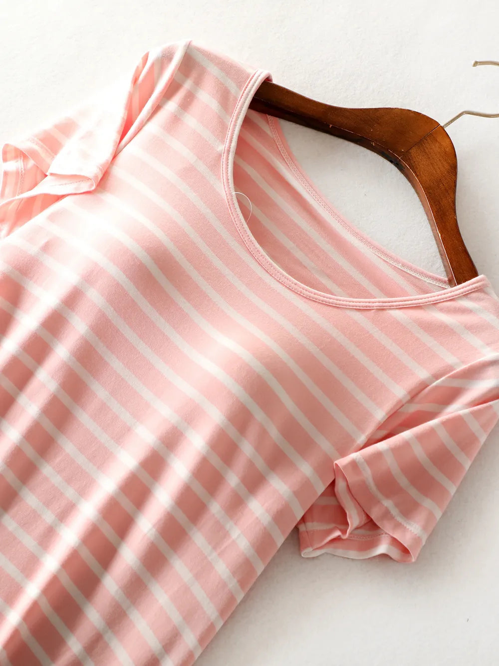 Striped Round Neck Short Sleeve Dress - Korvel