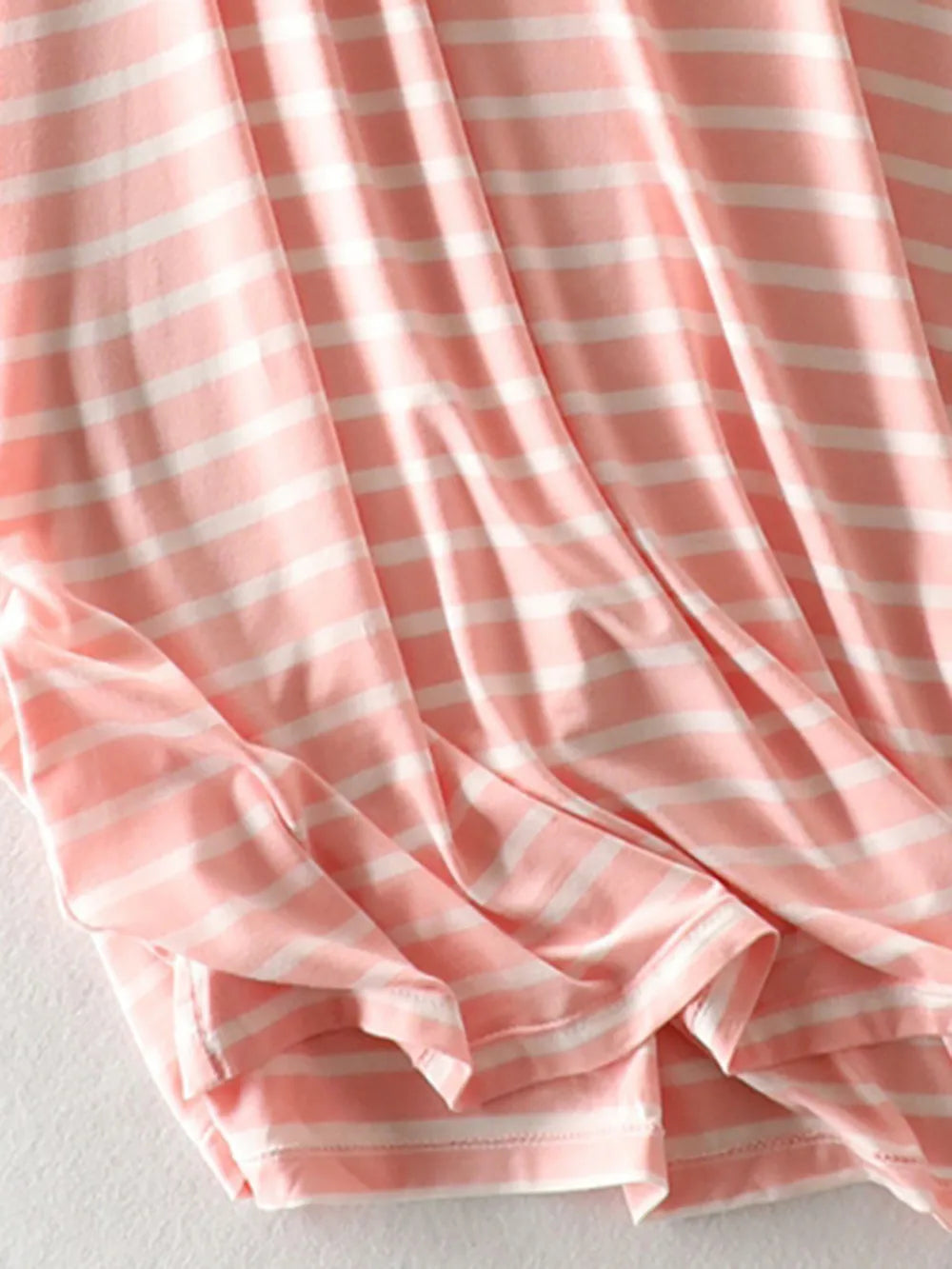 Striped Round Neck Short Sleeve Dress - Korvel