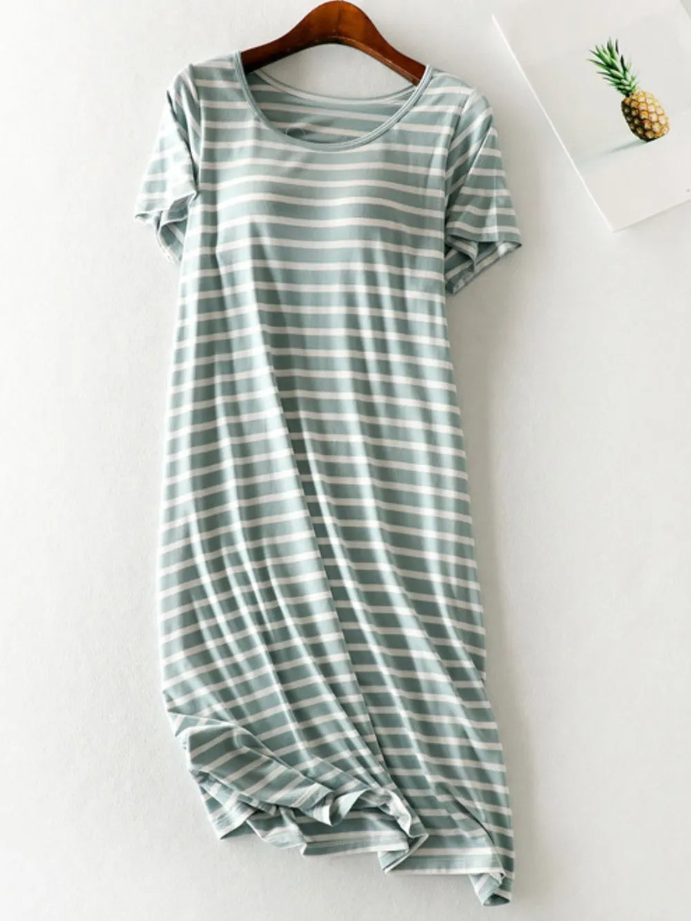 Striped Round Neck Short Sleeve Dress - Korvel