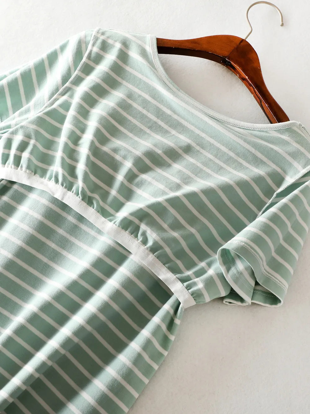 Striped Round Neck Short Sleeve Dress - Korvel