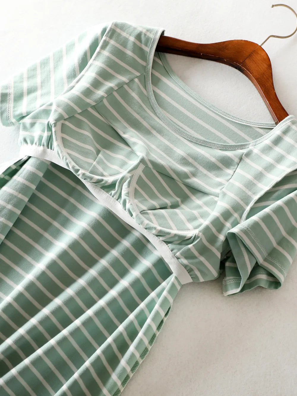 Striped Round Neck Short Sleeve Dress - Korvel