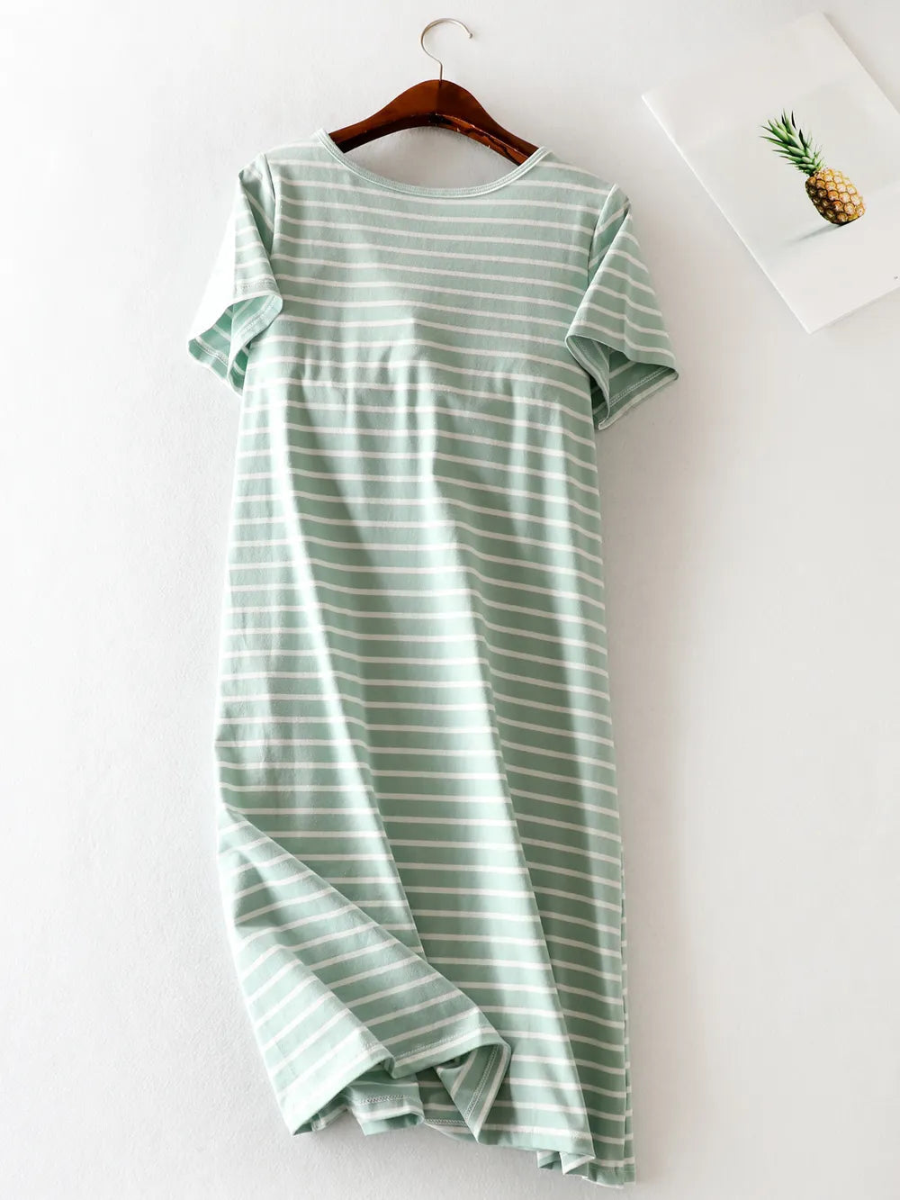 Striped Round Neck Short Sleeve Dress - Korvel
