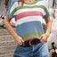 Striped Round Neck Short Sleeve Knit Top