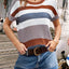 Striped Round Neck Short Sleeve Knit Top