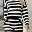 Striped Round Neck Top and Shorts Sweater Set