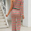 Striped Single Shoulder Top and Pants Knit Set - Korvel