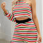 Striped Single Shoulder Top and Pants Knit Set - Korvel