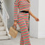 Striped Single Shoulder Top and Pants Knit Set - Korvel